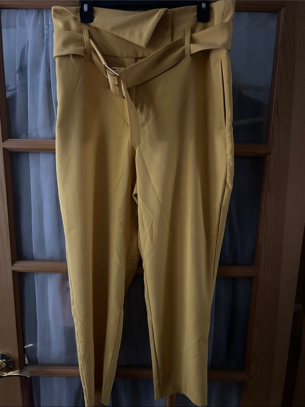 New York & Company Mustard Paperbag Waist Dress Pants